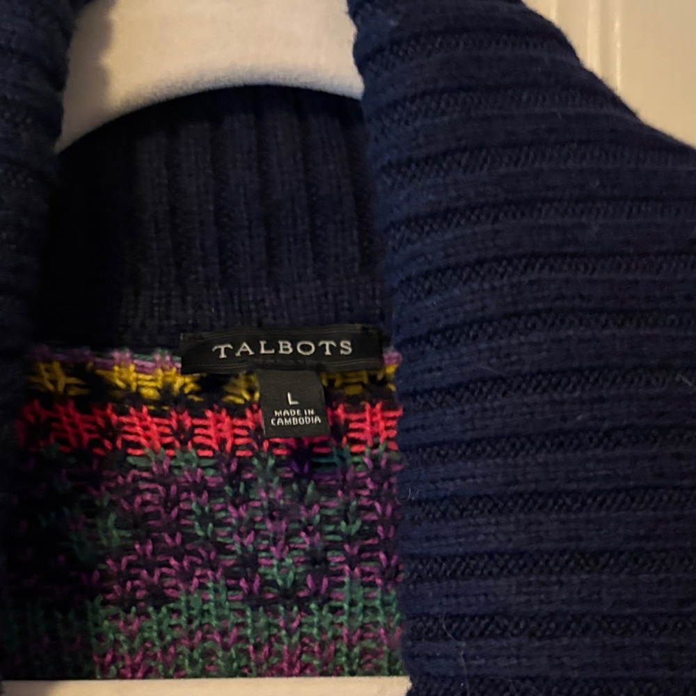 Talbots Multicolor Patterned Cable Knit Cardigan - image 2
